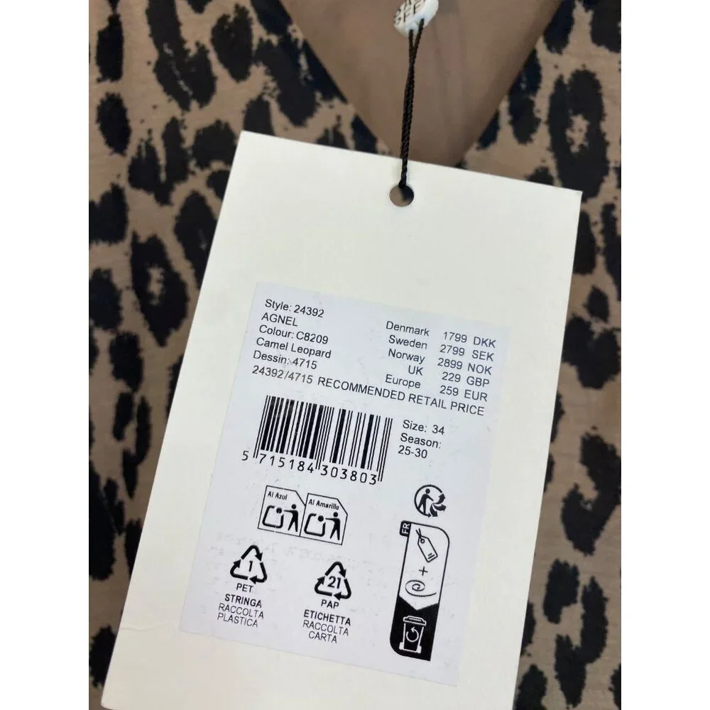 Baum Und Pferdgarten Women's Agnel Dress Leopard Print Size 34 XS Flare Hem NWT - Picture 5 of 7